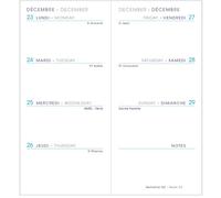 Agenda Moderne - Recharge Agenda avec répertoire tranche dorée - 2027 - INT 851 - MINI SEM - Semainier Horizontal - Multilingue - 12 mois de janvier à décembre - 6x14 cm