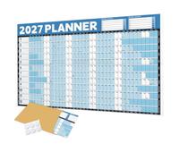 Agenda mural 2027 format A1 UK, calendrier annuel, mise au point | Facile à nettoyer, facile à essuyer, lamination double face, résistant à l'eau, 200 g/m², 84,1 x 59,4 cm, jours fériés