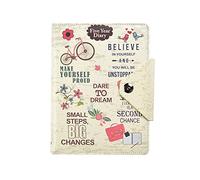 Agenda organiseur 5 ans - Agenda journalier non daté - Fermeture à bouton pression - Papier à lettre A5 - Couverture en simili cuir avec slogan inspirant par Arpan (crème)