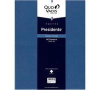 Agenda président compatible avec Quo Vadis - Année 2027 - Couleur : bleu - Format 21 x 27 cm - Semainier 13 mois - Langue italienne + stylo à clipser et marque-page