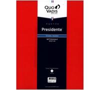 Agenda président compatible avec Quo Vadis, année 2027, couleur rouge, format 21 x 27 cm, hebdomadaire 13 mois, langue italienne + stylo à clipser et marque-page