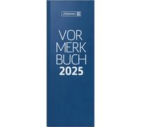 Agenda quotidien 2025, 2 pages par jour, format 110x297 mm, 768 pages, papier Balacron, couleur bleu