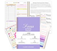 Agenda quotidien TDAH pour adultes neurodivergents - Planificateur de concentration et d'épanouissement, organisateur de gestion des tâches non daté, planificateur de productivité pour femmes pour