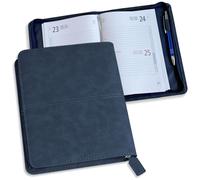 Agenda quotidienne format A5, année 2027, couverture en simili cuir bleu, 336 pages, dimensions 18x24 cm