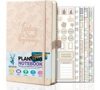 Agenda quotidienne format A5 avec autocollants, en similicuir, dimensions 14,8 x 21,2 cm
