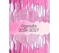 AGENDA SCOLAIRE 2026 2027: 1 jour / 1 page I Journalier I mixte I Collège Lycée étudiant familial I Hebdomadaire I Mensuel I Planner I ARTISTE PEINTURE ROSE BLANC