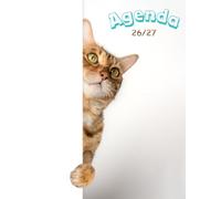 AGENDA SCOLAIRE 2026 2027: 1 jour / 1 page I Journalier I mixte I Collège Lycée étudiant I Hebdomadaire I Mensuel I Planner I ANIMAL MIGNON CHAT BLANC