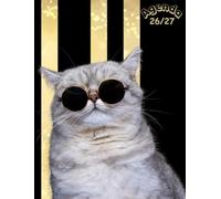 AGENDA SCOLAIRE 2026 2027: 1 jour / 1 page I Journalier I mixte I Collège Lycée étudiant I Hebdomadaire I Mensuel I Planner I ANIMAL CHAT MIGNON DRÔLE NOIR OR