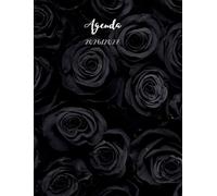 AGENDA SCOLAIRE 2026 2027: 1 jour / 1 page I Journalier I mixte I Collège Lycée étudiant I Planner I NOIR ROSES FLEURS SOMBRES SIMPLE