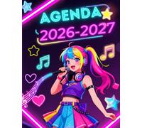 AGENDA SCOLAIRE 2026 2027: 1 jour / 1 page I Journalier I mixte I Collège Lycée étudiant I Septembre à Juillet I Hebdomadaire I Mensuel I Planner I KPOP KAWAI MUSIQUE