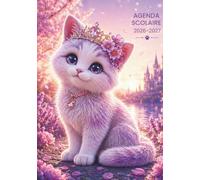 Agenda Scolaire 2026-2027 fille Chat Princesse : Format A5: Taille 15 x 21 cm (A5) | 1 Jour par Page | Planificateur Collège Lycée Étudiant | Bilingue Anglais-Français avec Suivi des Notes et Devoirs