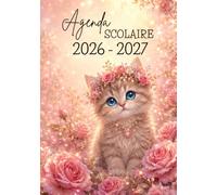 Agenda Scolaire 2026 2027 Fille: Journalier 1 page par jour en semaine, cahier de texte kawaii chat mignon | 1 blague, défi ou info par jour | Vacances zones A B C | Cadeau rentrée primaire et collège