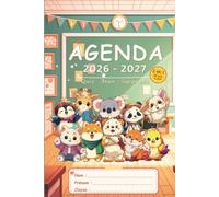 Agenda Scolaire 2026 - 2027 Primaire | Quiz, Jeux & Surprises | 2 jours d'école par page | 15x22 cm | Sept 2026 - Juillet 2027 | Filles & garçons