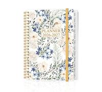 Agenda scolaire 2026-2027 - Semainier et mensuel de juillet 2026 à juin 2027, agenda 2026 2027 avec poche intérieure, bande élastique, 16,3 x 21,6 cm, fleur écrasée