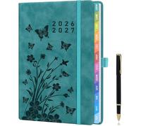 Agenda scolaire 2026-2027 - semainier vertical vue hebdomadaire 22,5 x 16,5 cm avec stylet signet poche intérieure onglets mensuels