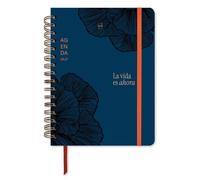 Agenda scolaire 2026/2027, vue hebdomadaire, format A5, couleur bleue, avec des autocollants