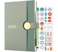 Agenda scolaire 2026 A5 une page par jour, de janvier 2026 à décembre 2026, agenda journalier sur 12 mois, couverture rigide (vert)