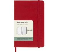 Moleskine Agenda Hebdomadaire 2026 2027 - Agenda 18 mois avec espace pour les notes, couverture rigide et fermeture élastique, couleur rouge écarlate, format Pocket 9 x 14 cm