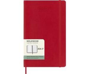 Agenda scolaire semainier hebdomadaire avec couverture souple Moleskine Format Large 18 mois 2026-2027 Rouge écarlate Rouge écarlate