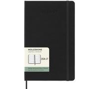 Agenda scolaire semainier horizontal avec couverture rigide Moleskine Format Large 18 mois 2026-2027 Noir Noir