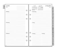Agenda Semainier 2025-2026 - Format A6 - 6 Trous - En Allemand - 1 Semaine Sur 2 Pages Avec Onglets - Notes Supplémentaires - Août 25 À Juillet 26 - 95 X 171 Mm - 100 G/M² - Recharge Pour Calendrier