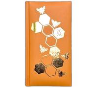 Agenda semainier 2025 avec couverture rigide et marguerites en nid d'abeille, vert et jaune (abeille)