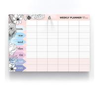 Agenda semainier à feuilles détachables/Weekly planner 60 pages A4 pour planning hebdomadaire | Planning semaine parfait pour les courses et repas/Papier offset 100g avec trou pour suspendre