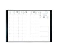 Agenda Semainier Olympe - Dimension 16 x 24 cm - 1 Semaine Sur 2 Pages - Janvier 2026 à Décembre 2026 - Couverture Noir