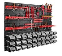 agere a Outils 115 x 78 cm, 30 bacs a bec, boites de rangement, panneau murale, crochets a outils, Porte-Outils,en Plastique, noire couleur, garage atelier, banc de travail