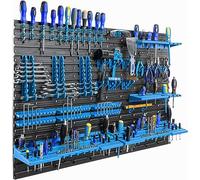 agere a Outils 115 x 78 cm, 30 bacs a bec, boites de rangement, panneau murale, crochets a outils, Porte-Outils,en Plastique, bleue couleur, garage atelier, banc de travail