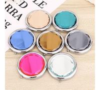 Ages 1pc Luxe Cristal Maquillage Miroir Portable Rond Plié Compact Miroirs Or Argent Poche Miroir Maquillage Pour Cadeau Personnalisé