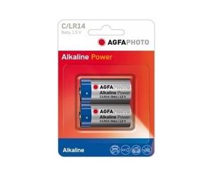 AgfaPhoto 110-802626 : Lot de 2 Piles Alcalines C 1.5V, Usage Unique, Format Cylindrique, Conditionnement Blister