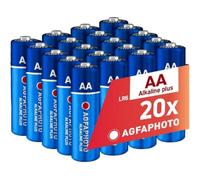 AGFAPHOTO Piles AA Alcalines Plus LR6 (1,5V, Lot de 20) - Longue Durée de Vie - Idéales pour Télécommandes, Jouets, Appareils Photo et Plus - Performance Fiable et Constante