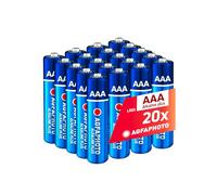 Piles AAA Alcalines PLUS LR03 (1,5V, Lot de 20) - Longue Duree de Vie - Ideales pour Telecommandes, Jouets, Appareils Photo et Plus - Usage