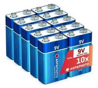 AgfaPhoto Piles alcalines E-Block 6LR61 (9V) – Lot de 10 – Longue durée de vie, performance fiable