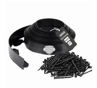 AggFencer 10cm x 7,6m Bordure de Jardin Souple Noire en Plastique, sans Tranchée avec 46 Ancres de Sol, Bordure pour Aménagement Paysager, Parterre de Fleurs, Jardin, Pelouse, Cour, Herbe