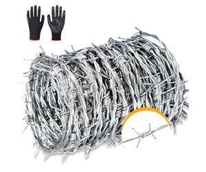 AggFencer Rouleau de fil barbelé galvanisé à 4 points, 18,3 m, épaisseur de fil barbelé de 1,3 mm, solide et flexible, pour balcon, jardin, batte de baseball ou artisanat
