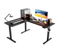 Agilestic Bureau debout en forme de L réglable en hauteur, bureau debout d'angle électrique, table d'ordinateur assis-debout avec planche d'épissure, noir