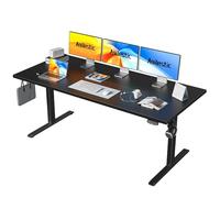 Agilestic Bureau réglable en Hauteur électrique 160 x 80 cm | Bureau assis debout avec 2 positions mémoire, charge 70 kg, plateau en 4 parties, idéal télétravail, Noir