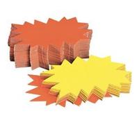 AGIPA 50 étiquettes pour point de vente en carton fluo jaune orange forme éclatée 12x16cm G