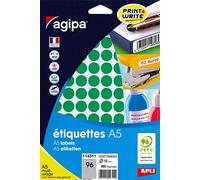 AGIPA Etui A5 (10F) de 960 Pastilles Gommettes Rondes 15 mm Vert