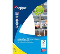 AGIPA Lot de 10 Etuis A5 ( 10F ) de 1120 étiquettes multi-usage Enlevable 12 x 18,3 mm Blanc