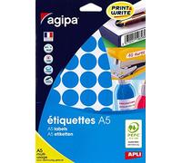 AGIPA Lot de 10 Etuis A5 (10F) de 400 Pastilles Gommettes Rondes 24 mm Bleu