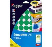 AGIPA Lot de 10 Etuis de 400 Pastilles Gommettes Rondes 24 mm Vert