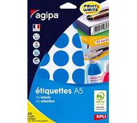 AGIPA Lot de 3 Etuis A5 (10F) de 240 Pastilles Gommettes Rondes 30 mm Bleu