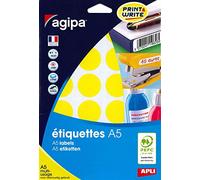 AGIPA Lot de 3 Etuis A5 (10F) de 240 Pastilles Gommettes Rondes 30 mm Jaune