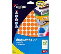 AGIPA Lot de 3 Etuis A5 ( 10F ) de 960 Pastilles Gommettes Rondes 15 mm Orange