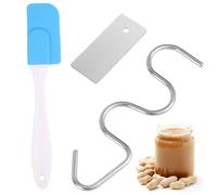 Agitateur de Beurre de Cacahuète Ensemble et Spatule en Silicone, Acier Inoxydable Mélangeur Beurre de Cacahuète Convient aux Pots de 12 à 30oz pour Mélanger Beurre de Cacahuète Confiture