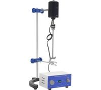 Agitateur électrique de laboratoire - Agitateur Overhead avec affichage digital et trépied - 200 W - 200-2600 tr/min - Minuterie 0-120 min - Moteur DC à brosses - 220 V - Prise EU - Bleu
