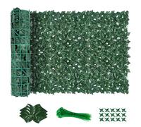 AGJIDSO Haie Artificielle 1x6M, Mur Vegetal Artificiel Exterieur, Brise Vue Jardin Décoration, Clôture de Feuilles Artificielles, 100 Pcs Serre Cable Plastique